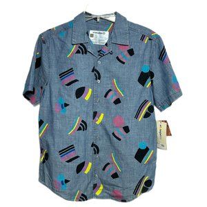 2021 Take Pride Button Down Chambray Shirt Geometric Flag Print Size S, NWT